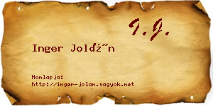 Inger Jolán névjegykártya